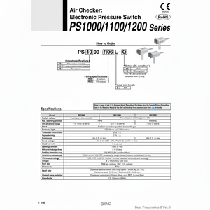 สวิตช์ความดันอิเล็กทรอนิกส์ระบบนิวเมติก SMC PS1000-R06L เครื่องตรวจสอบอากาศเพื่อประสิทธิภาพที่ดีที่สุด - Product Image 1