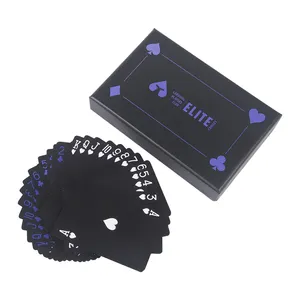 Buying Playing Cards Plastic Poker Customized Plastic Double Deck Playing Cards Game Adult Entertainment Design Printing Black Washable Playing Card