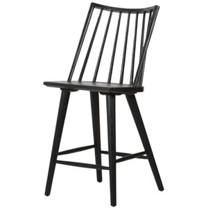 Tabouret de bar haut durable Lewis Windsor en bois de chêne, cuir véritable, lin et coton pour bar à domicile et salle à manger - Product Image 2