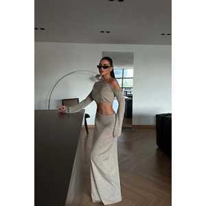 Ensemble jupe et haut en tricot style club chic, coupe ajustée, 2 pièces, taille XL, longueur au-dessus du genou, pour l'hiver/l'automne - Product Image 4