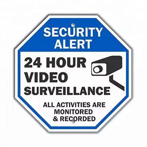 Gran oferta, recordatorio de Metal de Color personalizado, señal de prohibición de paso, señal de advertencia de seguridad de vídeo de <span class=keywords><strong>24</strong></span> horas con logotipo - Product Image 2