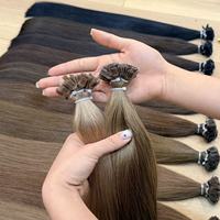 Extensions de cheveux naturels bruts en gros, pointe plate, ultra-lisses, à la kératine (K-tip), double épaisseur, colorées, pour femmes