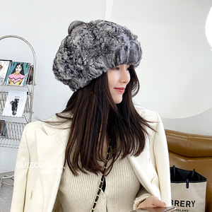 Venta caliente <span class=keywords><strong>Chinchilla</strong></span> Fur Hats Knitted Real Fur Beanie Hat Boinas de invierno para mujeres - Product Image 1