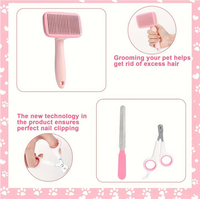 Kit de toilettage pour animaux de compagnie en acier inoxydable écologique, auto-nettoyant, brosse à poils pour chien et chat, peigne anti-puces, coupe-ongles