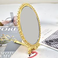 Vente en gros de miroir de courtoisie ovale argenté avec logo personnalisé miroir de maquillage de princesse pliable et éclairé avec marque privée personnalisée