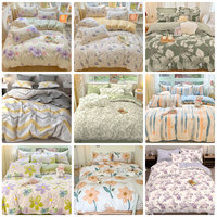 Parures de lit 100% coton à motifs floraux, housse de couette, drap plat et taies d'oreiller, designs doux et frais
