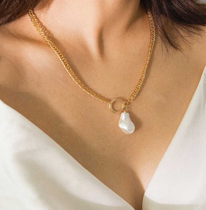 XG1028 2020 цепочка с подвеской с одним слоем ожерелье с простым геометрическим жемчугом ожерелье