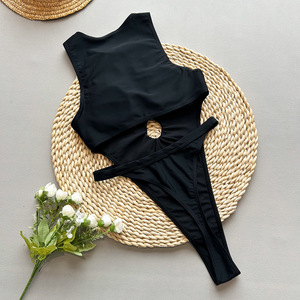 2025 Noir Avant Évider Col Rond Coupe Haute Micro v String <span class=keywords><strong>Bikini</strong></span> Design De Mode - Product Image 5