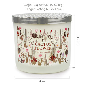 Bougie artificielle costume de <span class=keywords><strong>CACTUS</strong></span> <span class=keywords><strong>fleur</strong></span> de soja 100% biologique, 14.6oz, 3 brin, étiquette privée, odeur, longue durée 125H, cadeaux pour la maison, offre spéciale - Product Image 5