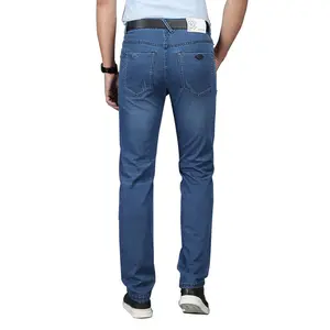 Jeans d'affaires pour hommes, vêtements de cérémonie du fabricant, pantalons décontractés tout assortis en denim bleu délavé, vêtements d'été pour hommes