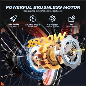 Bicicleta Eléctrica Plegable Sasikeibike de 20 Pulgadas con Neumáticos Gruesos 4.0, Batería de Litio de 52V, 7 Velocidades, Cuadro de Aleación de Aluminio para Adultos - Product Image 2