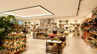 Meuble de Présentation Moderne Personnalisé Style Bois pour Fleuriste avec Éclairage LED, Écologique, Recyclable, Étanche et Robuste