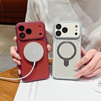 Funda Magnética Refrigerante de Alta Calidad para iPhone 17 16 15 14 Pro Max, con Rejilla Transpirable Tipo Panal de Abeja, Cubierta Trasera Convertible