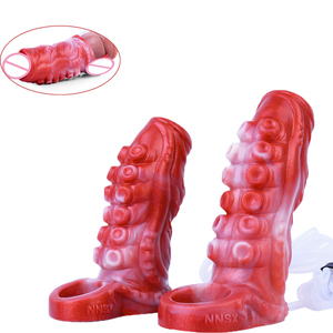 Manchon de pénis à jet d'eau, agrandissement, préservatif réutilisable, fonction de lubrification à jet, conception anti-décollement, extenseur d'agrandissement pour le sexe masculin - Product Image 1