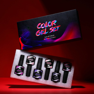 Venta al por mayor 6 PCS/set Gel Polish Kit Nail Gel Polish Base Top Coat Essi LED Uv Gel Nail Polish - Product Image 2