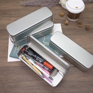 Boîte en métal rectangulaire avec charnière pour le rangement des crayons, des bijoux et des artisanat - Product Image 5