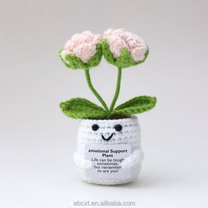 Flores Artificiales Tejidas a Mano, Rosa de Ganchillo Positiva en Maceta Blanca para Navidad y Acción de Gracias - Product Image 2