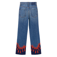 Jeans en denim classique à taille haute avec logo personnalisé pour femmes, pantalon évasé sexy pour le streetwear, pantalon évasé d'été