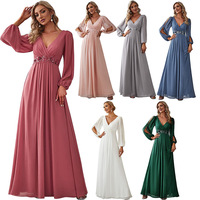 Robe de soirée élégante vintage en soie de lait écologique, taille haute, col en V, pour femme, avec dentelle florale longue