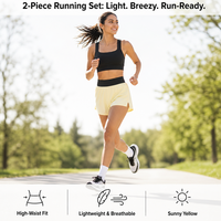 Pantalones Cortos Deportivos para Mujer OEM, Cintura Elástica Ancha, Bloques de Color Beige y Negro, Abertura Lateral, Secado Rápido, Ropa Deportiva para Gimnasio, Proveedor Mayorista