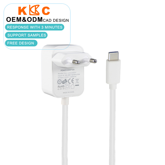 EU Type C Plug in Power LED Light Switching Electronic USB-C Adapter 12V 2A 24W CE Certified