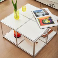 Table Basse Centrale Modulable de Luxe en Métal, Style Nordique, Acier Inoxydable, Options de Couleurs, Table à Café Carrée Modulaire pour Salon
