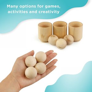 Palline non verniciate fai-da-te in tazze giocattolo Montessori grande gioco selezionatore in legno 12 palline 35 mm età 1 + smistamento e conteggio prescolare - Product Image 6