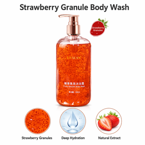 <span class=keywords><strong>Gel</strong></span> <span class=keywords><strong>Douche</strong></span> Exfoliant à la Fraise en Gros, Lissant, avec Granules de Fruits Naturels, Marque Privée OEM 500ml, Logo Personnalisé - Product Image 2