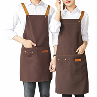 Tablier de travail en toile imperméable avec logo personnalisé et poches, uniformes pour serveurs, serveuses, cafés, uniformes de manucure, uniformes de grillades