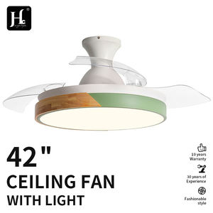 Solid Wood 42-Inch LED Ceiling <b>Fan</b> with Retractable 3-Blade Design Modern 110V/220V Folding Blades <b>for</b> Indoor Luxe Spaces - Product Image 2