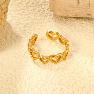 Anillos Ajustables con Corazón Hueco de Moda, Joyería para Mujer, Minimalista, Hipoalergénica, Impermeable, de Acero Inoxidable, Anillos Abiertos con Corazón - Product Image 6