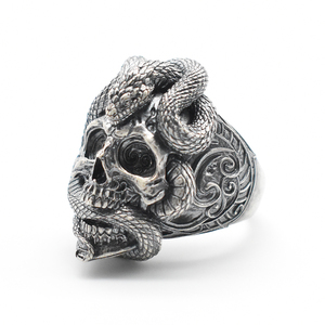 Bague Serpent Vintage MaiYi <span class=keywords><strong>Argent</strong></span> 925 Bague Crâne <span class=keywords><strong>de</strong></span> Serpent Bague Signet pour Hommes - Product Image 2