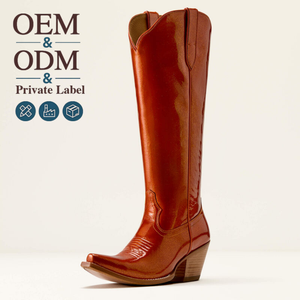 Botas Vaqueras <span class=keywords><strong>CHENO</strong></span> Personalizadas de Piel Sintética Vintage hasta la Rodilla para Mujer, para Festivales de Música al Aire Libre - Product Image 1