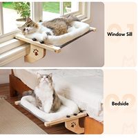 Hamac robuste JQ pour chat, perchoir de fenêtre avec coussin, housse de lit, cadre en bois pour chats de grande taille