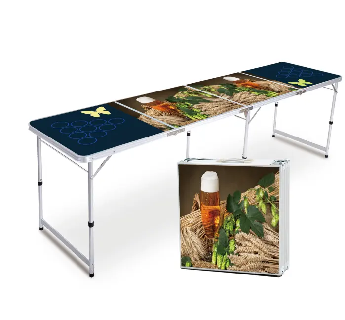 8FTビールポン折りたたみテーブル、パーティー用デスクトップデザイン屋外テーブル、ビールポンゲーム