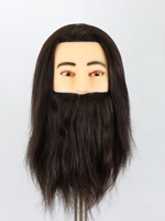Tête de mannequin homme 100% cheveux humains avec barbe pour les étudiants en école de coiffure, formation professionnelle en coupe de cheveux