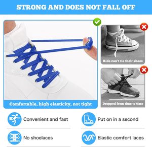 네오-우즈 100% 폴리에스터 플랫 탄성 노타이 신발끈 (스니커즈 및 플랫 슈즈용) 스트레치 타이리스 신발끈 (아동 및 성인용) - Product Image 3