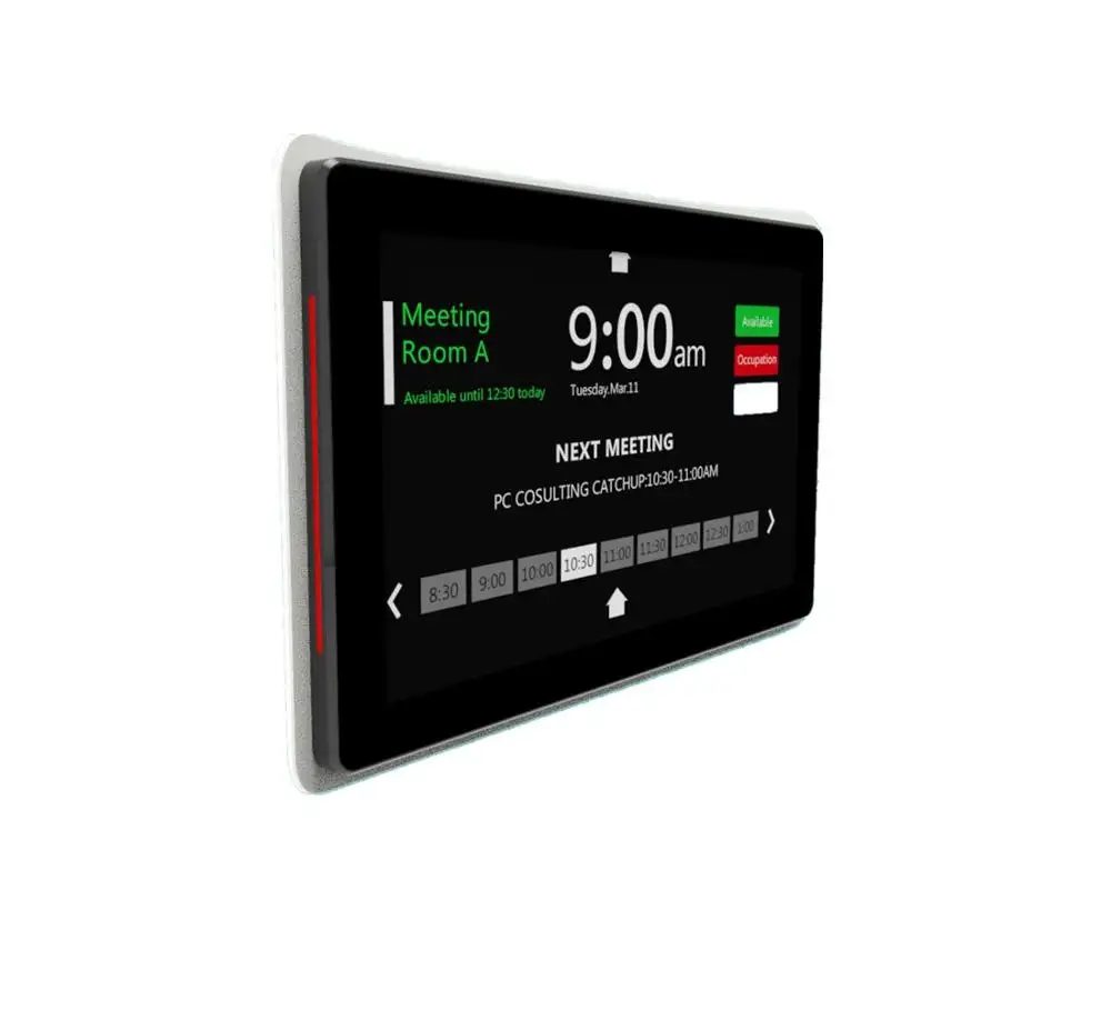 Room booking 10 inch wall mount poe android tablet with led light bar