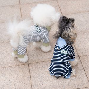 Tuta a Quattro Zampe a Righe per Animali Domestici, Morbido <span class=keywords><strong>Pigiama</strong></span> per Cani e Gatti <span class=keywords><strong>con</strong></span> Bordo a Contrasto per Cani di Piccola Taglia - Product Image 2