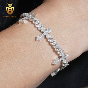Bracciale a catena cubana con croce in argento sterling 925 da 6 mm, stile hip hop, per uomo e donna, con moissanite VVS1, certificato GRA - Product Image 6