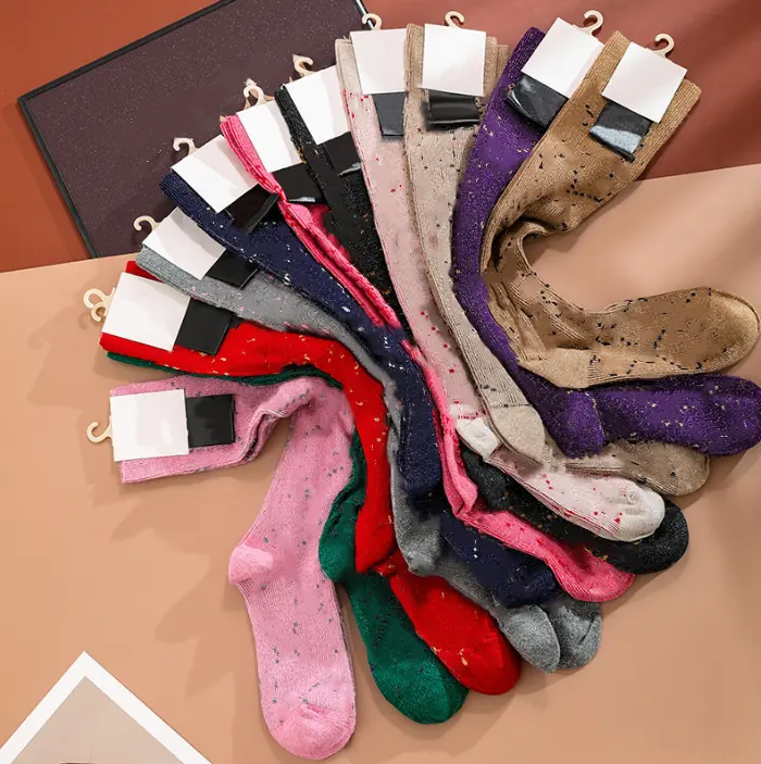 fashion adult designer socks luxury women brown knee high socks famous brand gg tights pluz size ladies stockings