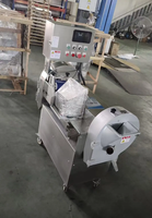 Nieuw ontwerp, waterwasbaar, stabiel werkende, multifunctionele aardappel-, fruit- en groentesnijmachine met dubbele kop voor kettingrestaurants