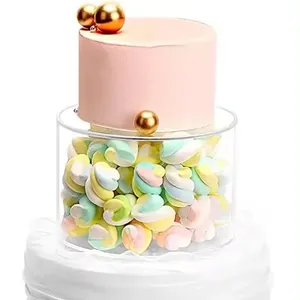 Round Acrylic Dessert Display Stand Cake Stand Transparent Fillable Cake Suitable For Wedding Birthday Party Decoration