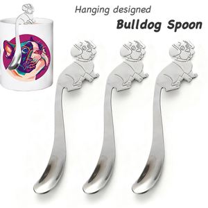 Cuchara de Té Creativa y Adorable con Forma de Bulldog, Cuchara para Helado de Acero Inoxidable 304, Cuchara para Colgar en la Taza de Café - Product Image 1