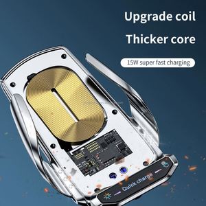 3-in-1 <b>Wireless</b> Car Charging Station 15W Fast Charging QC3.0 with Magnetic Phone Holder Cup Holder & <b>Microphone</b> - Product Image 6