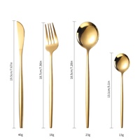 Ensemble de couverts portugais en acier inoxydable OEM/ODM Dingyong Factory, doré, 24 pièces, couteau, fourchette, cuillère, poli miroir, 410, coffret cadeau pour les fêtes