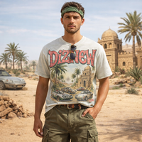 T-shirt en coton pour homme DiZNEW, impression personnalisée, blanc délavé, 240 g/m², t-shirt de qualité supérieure pour homme, prix bas
