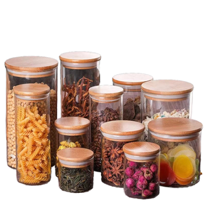 Ensemble de bocaux en verre de luxe de 7 pièces couvercles hermétiques en bambou pour le stockage des aliments cuisine décorative garde-manger Camping café bonbons thé stockage - Product Image 2