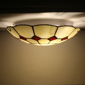 LongHuiJing 12 Inch Stained Glass Flush Mount Lamps Handmade Tiffany Style Two-<b>light</b> Flush Mount Ceiling <b>Light</b> Home Table Lamp - Product Image 3