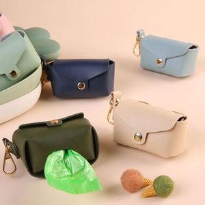 Stylish Pet Dog Waste <b>Bag</b> <b>Holder</b> Portable Pet Leash Hanging Poop <b>Bag</b> Pouch PU Leather Dog Poop <b>Bag</b> <b>Carrier</b> - Product Image 1